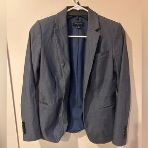 Ann Taylor Petite 2P Blue Cotton blend blazer hits at hip